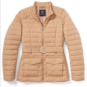 NY & CO Repreve Quilted Belted Coat, Classic Camel, Size Large